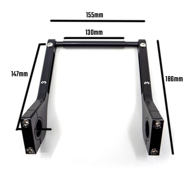Handlebar-22-28mm-long-bracket-measures DMD 22-28mm Long Handlebar Bracket